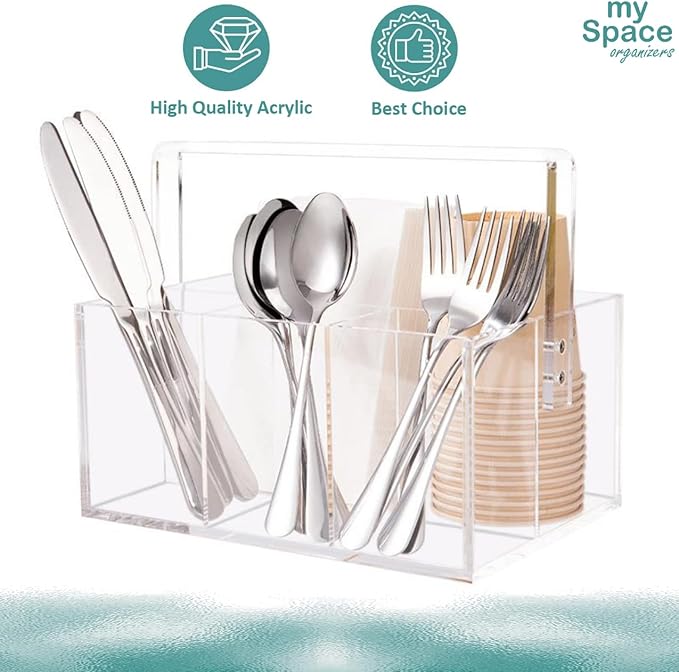 Space Organizers Plastic Acrylic Utensil Holder Silverware Caddy For Picnic Party