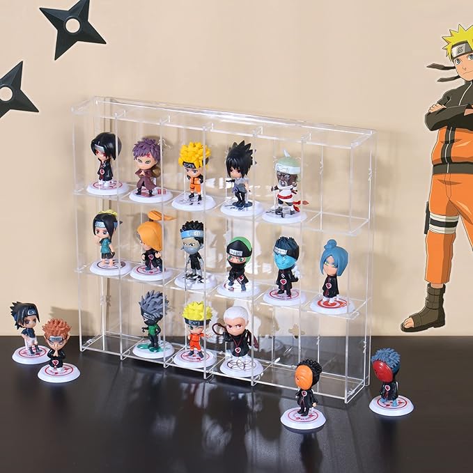 2 Pack Acrylic Display Case, 18 Compartments Clear Showcase Organizer, 6 Tiers Matchbox Display Cabinet for Mini Toys, Hot Wheels and LOL Dolls