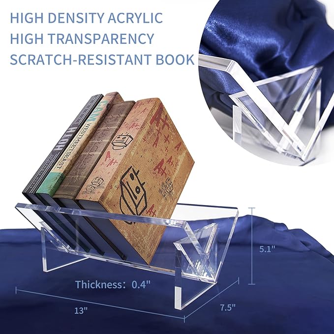 Clear Acrylic Desktop Bookshelf – Modern Bookcase & Magazine Organizer Rack for Office, Study, Library & Home