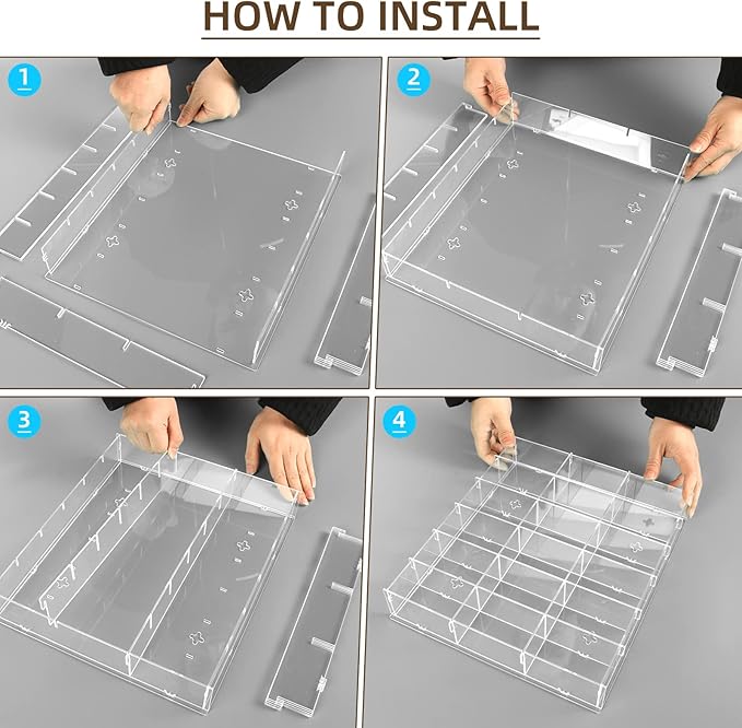 2 Pack Acrylic Display Case, 18 Compartments Clear Showcase Organizer, 6 Tiers Matchbox Display Cabinet for Mini Toys, Hot Wheels and LOL Dolls