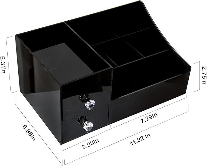Large Acrylic Makeup Organizer with Drawers – Vanity Cosmetics Storage for Lipsticks, Skincare, Jewelry & Nail Care