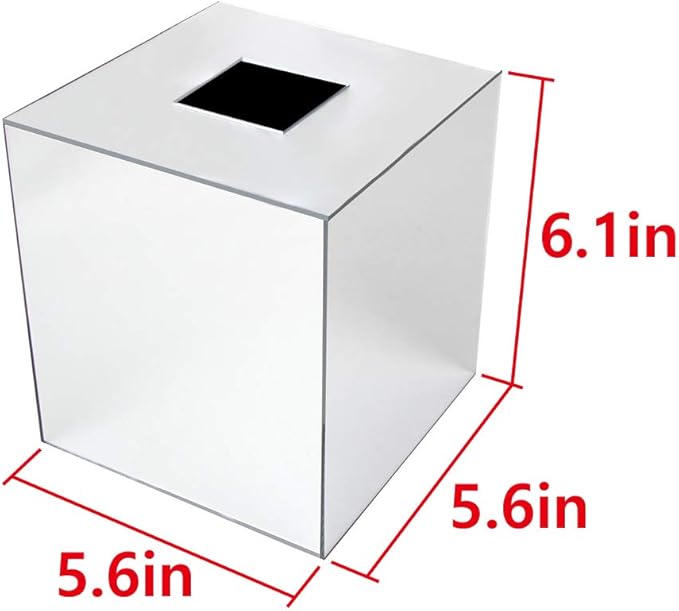 JackCubeDesign Acrylic Mirror Tissue Box Cover – Square Kleenex & Napkin Holder Organizer Stand