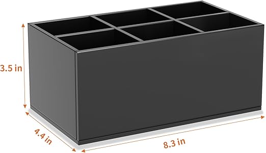 Black Acrylic Makeup Brush Holder 6-Slots for Vanity Countertop