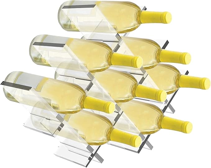 8-Bottle Acrylic Wine Rack – Modern Transparent Countertop Wine Holder for Home, Kitchen, Bar & Cabinets