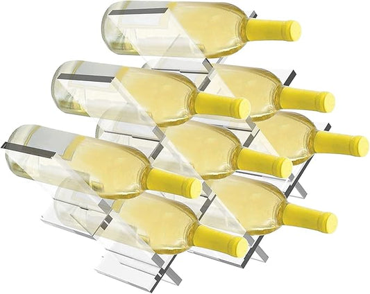 8-Bottle Acrylic Wine Rack – Modern Transparent Countertop Wine Holder for Home, Kitchen, Bar & Cabinets