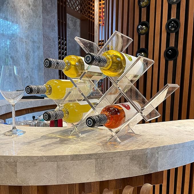 8-Bottle Acrylic Wine Rack – Modern Transparent Countertop Wine Holder for Home, Kitchen, Bar & Cabinets