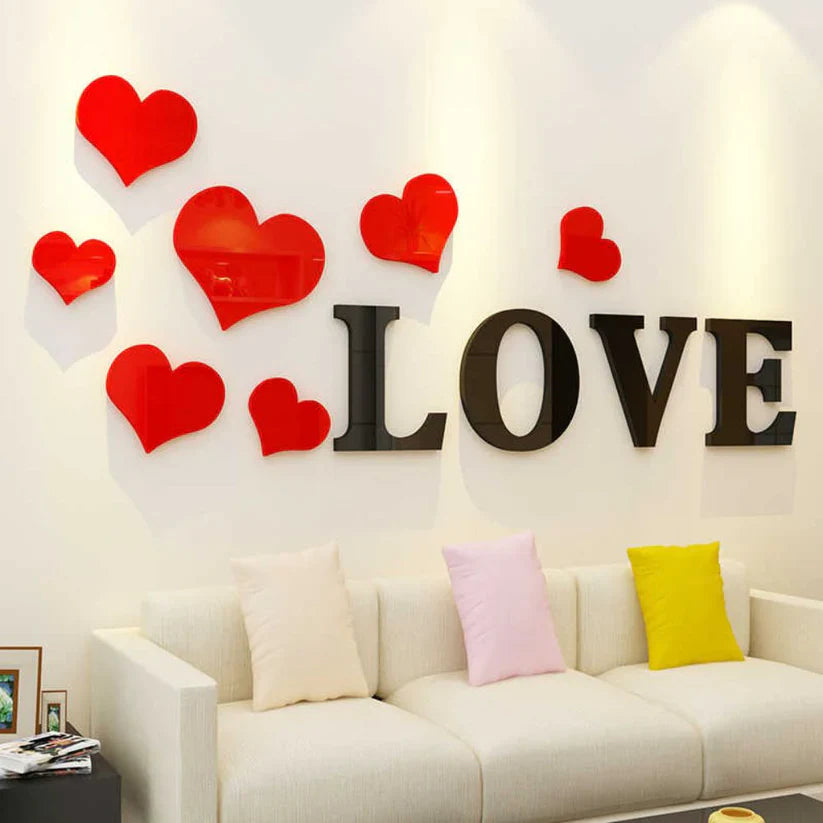 Love & Hearts Acrylic Wall Decor | Romantic Home Wall Decor