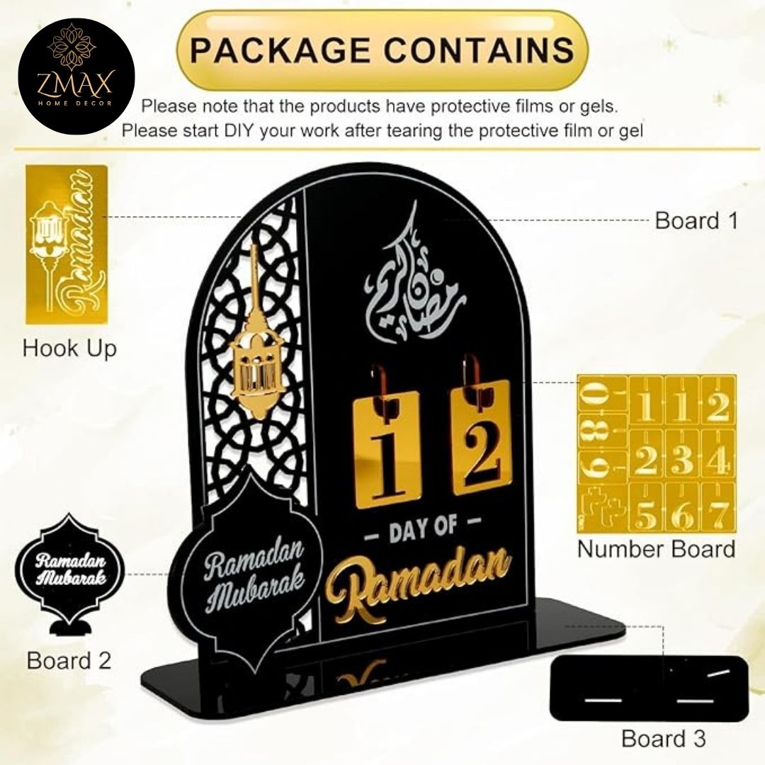 Ramadan Table Calendar | Ramadan Countdown Calendar | Desk Calendars Ramadan | Decorations for Home Decor Muslim Festival&nbsp;