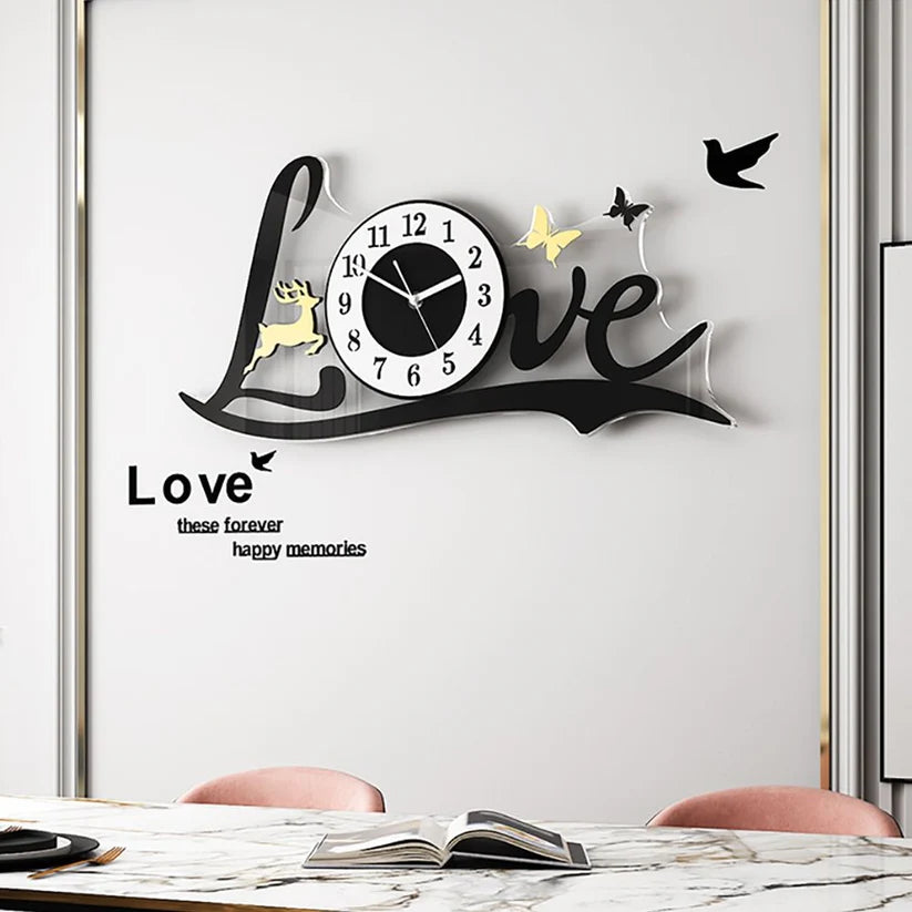 3D Love Wall Clock | Acrylic Wall Clock for Home Decor