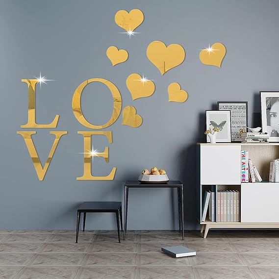 Love & Heart Acrylic Wall Decoration | Beautiful Home Wall Decor