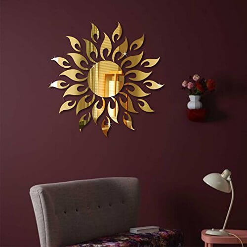Sun Flame 3D Acrylic Mirror Wall Decoration for Home Wall Office Wall Stylish and Latest Product