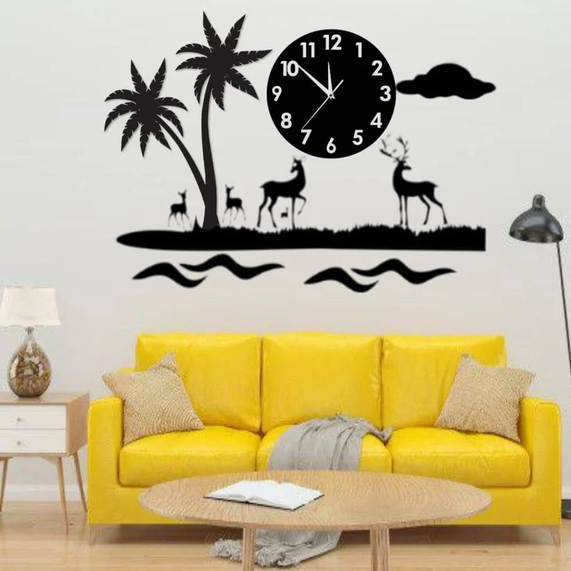 Deer in desert 3D Wall Clock | Acrylic Wall Clock