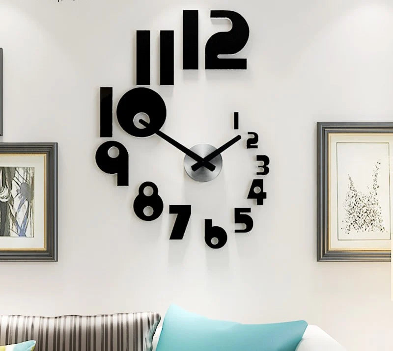 3D Wall Clock, Frameless Wall Clock DIY Wall Decoration, 3D Wall Clock Home Decor