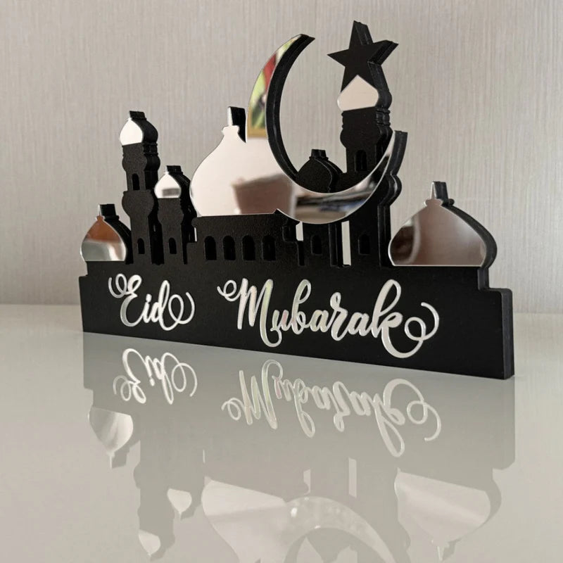 Acrylic Eid Mubarak Table Decor – Mosque Skyline Sign
