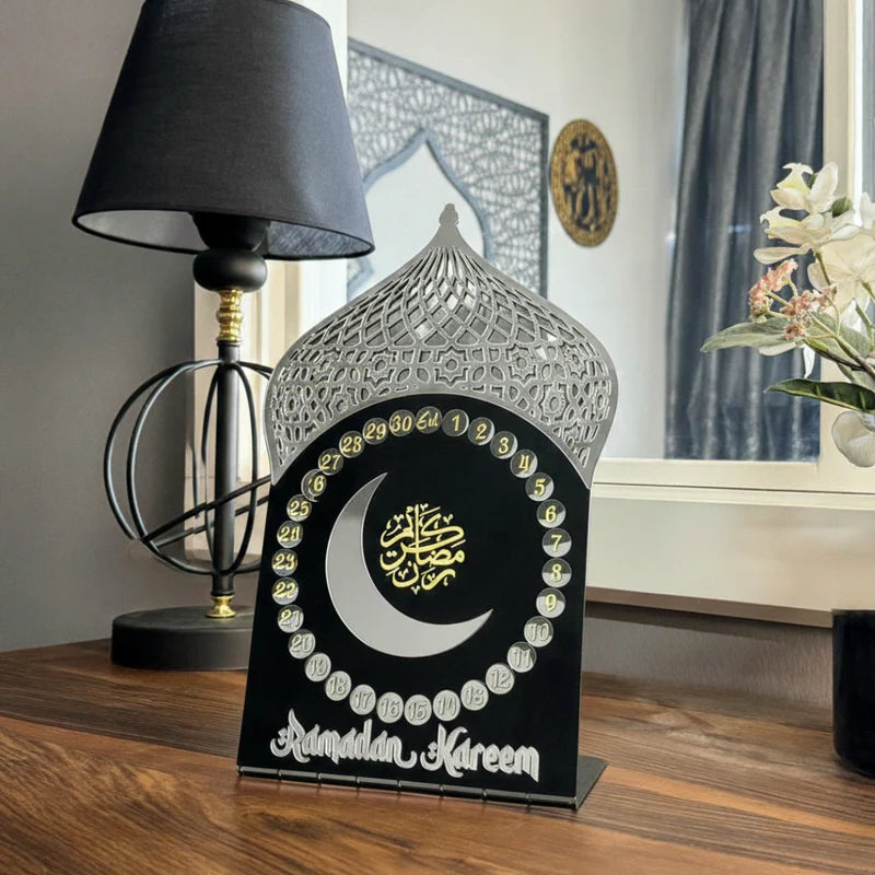 Acrylic Ramadan Calendar – Modern Circular Countdown with Mirror Gold Accents