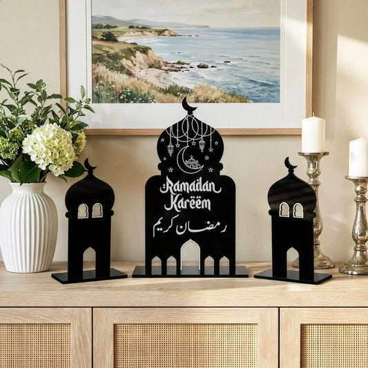 Acrylic Ramadan Kareem Mosque Table Decor Set