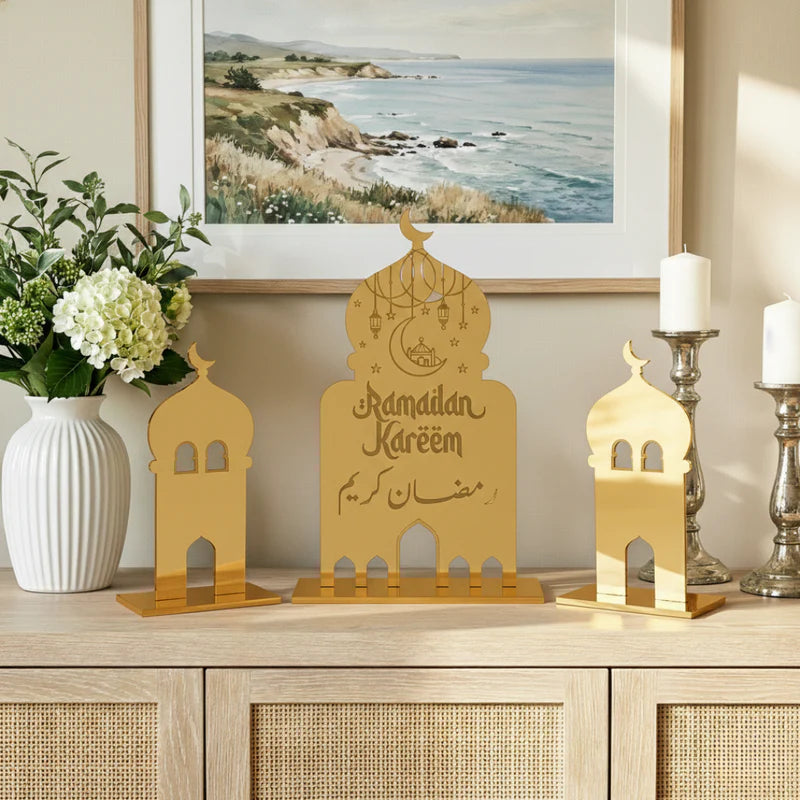 Acrylic Ramadan Kareem Mosque Table Decor Set