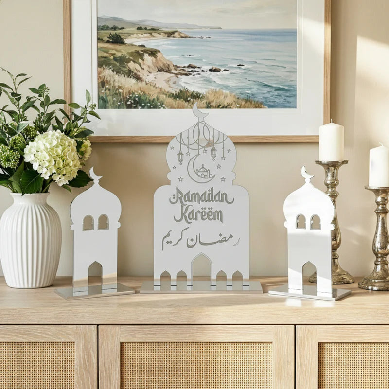 Acrylic Ramadan Kareem Mosque Table Decor Set