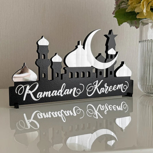 Acrylic Ramadan Kareem Table Decor – Mosque Skyline Sign
