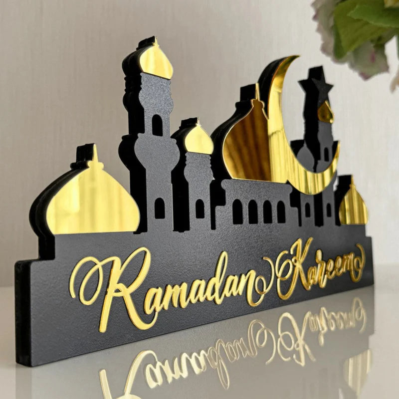 Acrylic Ramadan Kareem Table Decor – Mosque Skyline Sign