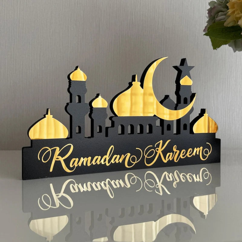 Acrylic Ramadan Kareem Table Decor – Mosque Skyline Sign