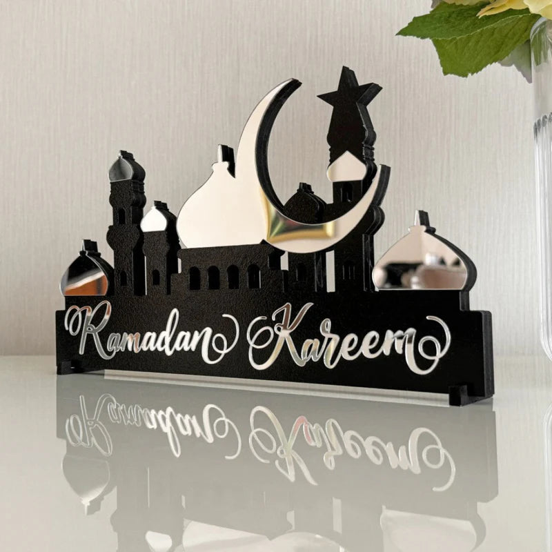 Acrylic Ramadan Kareem Table Decor – Mosque Skyline Sign