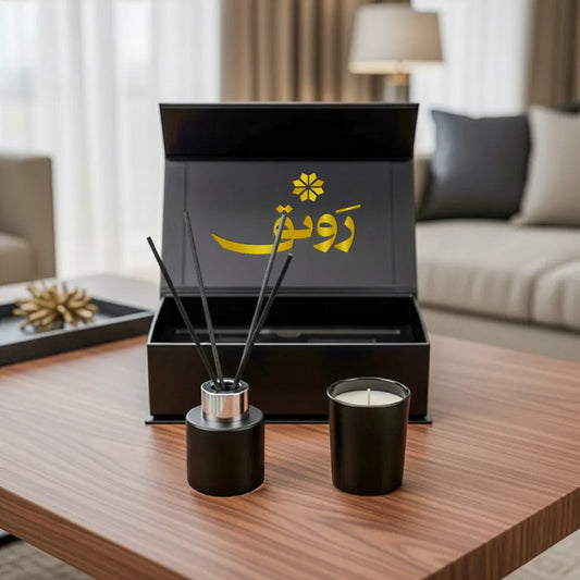 Matte Black Scented Candle and Aroma Reed Diffuser Gift Set