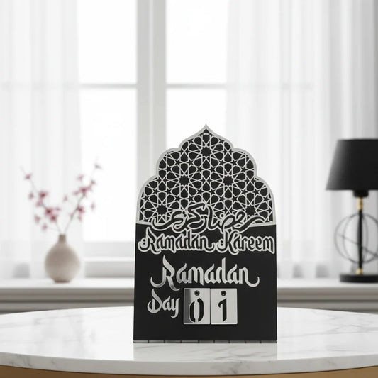 Geometric Motif Acrylic Ramadan Calendar – Modern Islamic Table Decor & Daily Countdown