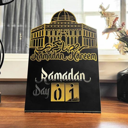Masjid Al-Aqsa Ramadan Countdown – Acrylic Desktop Decor with Numeric Tiles