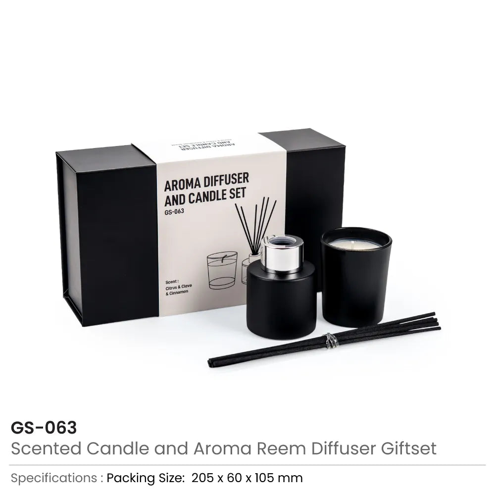 Matte Black Scented Candle and Aroma Reed Diffuser Gift Set