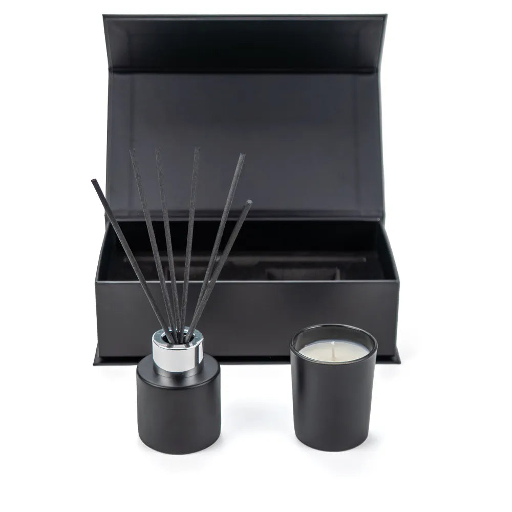 Matte Black Scented Candle and Aroma Reed Diffuser Gift Set