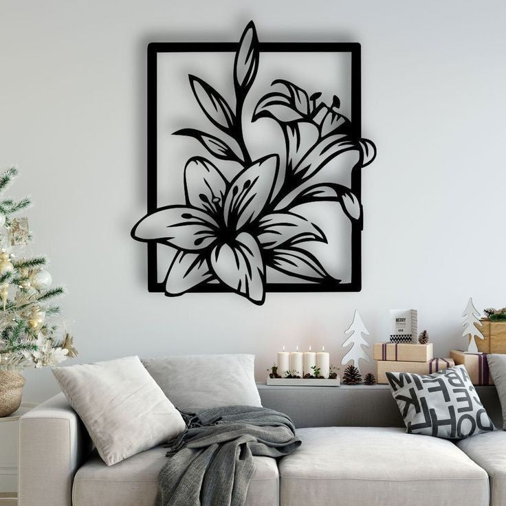 FLOWER FRAME RECTANGLE Acrylic Wall Decoration Art