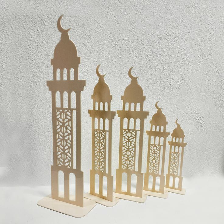 Elegant Islamic Mosque-Inspired Decorative Pieces - Black Acrylic