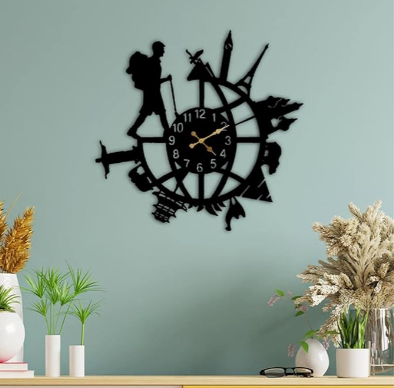 Woman or Man, Backpacking Traveler Clock