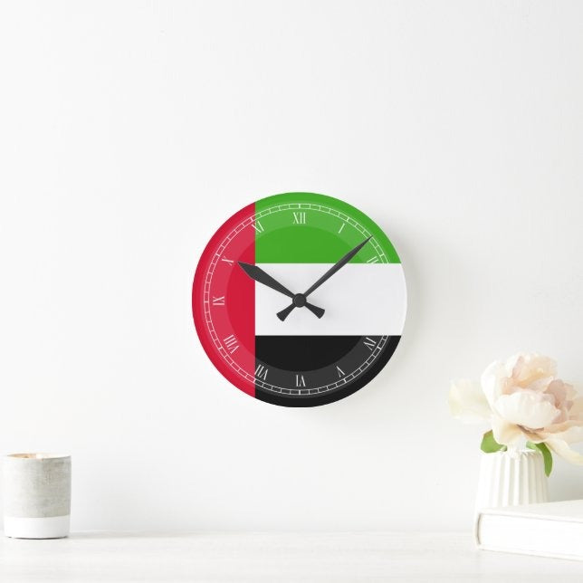 UAE Flag Round Wall Clock | National Day Wall Decor | UAE Home & Office Decoration | Patriotic Gift Idea