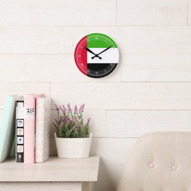 UAE Flag Round Wall Clock | National Day Wall Decor | UAE Home & Office Decoration | Patriotic Gift Idea