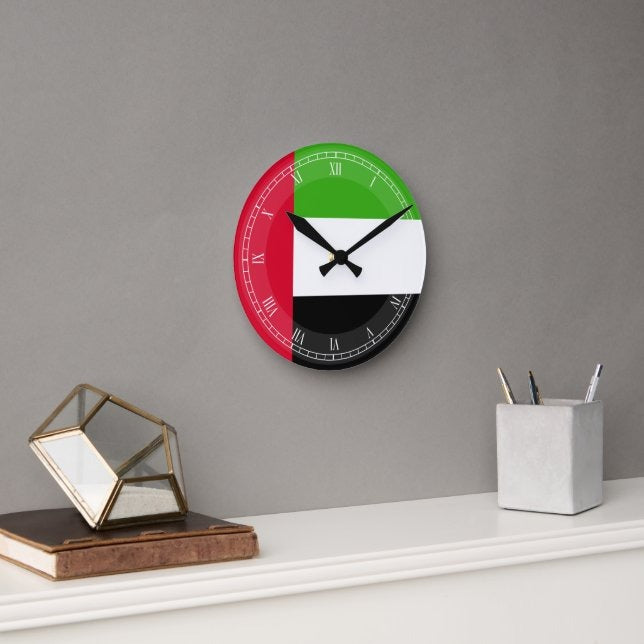 UAE Flag Round Wall Clock | National Day Wall Decor | UAE Home & Office Decoration | Patriotic Gift Idea