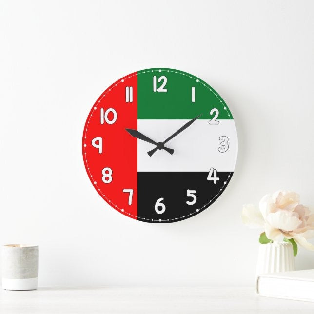 UAE Flag Wall Clock | National Day Wall Decor | UAE Home & Office Decoration | Patriotic Gift Idea