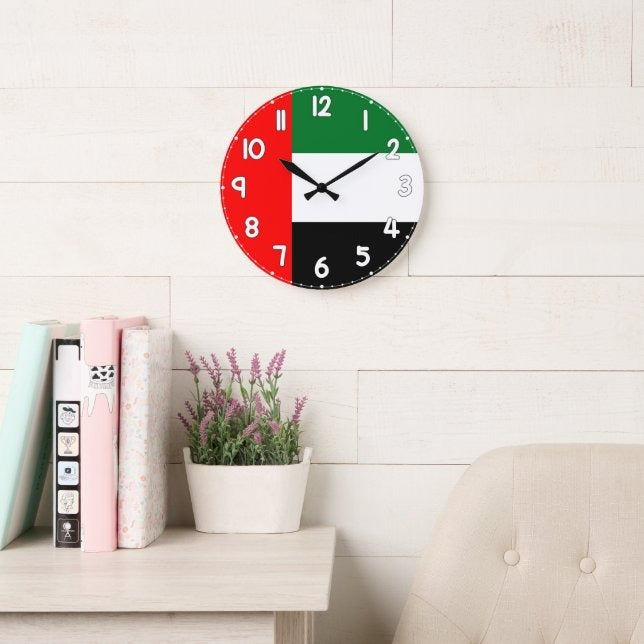UAE Flag Wall Clock | National Day Wall Decor | UAE Home & Office Decoration | Patriotic Gift Idea