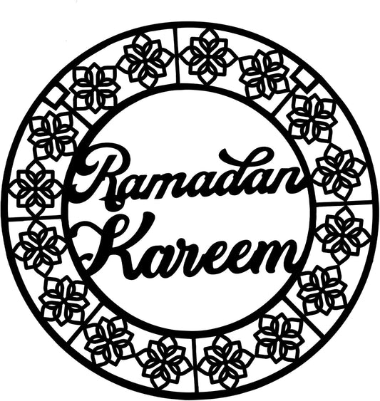 Benziso Ramadan Door Wreath Islamic Metal Wall Art Ramadan Mubarak Metal Sign Ramadan Decorations for Home Ramadan Gifts Eid Mubarak Wall Hanger for Islamic Muslim Home Decor